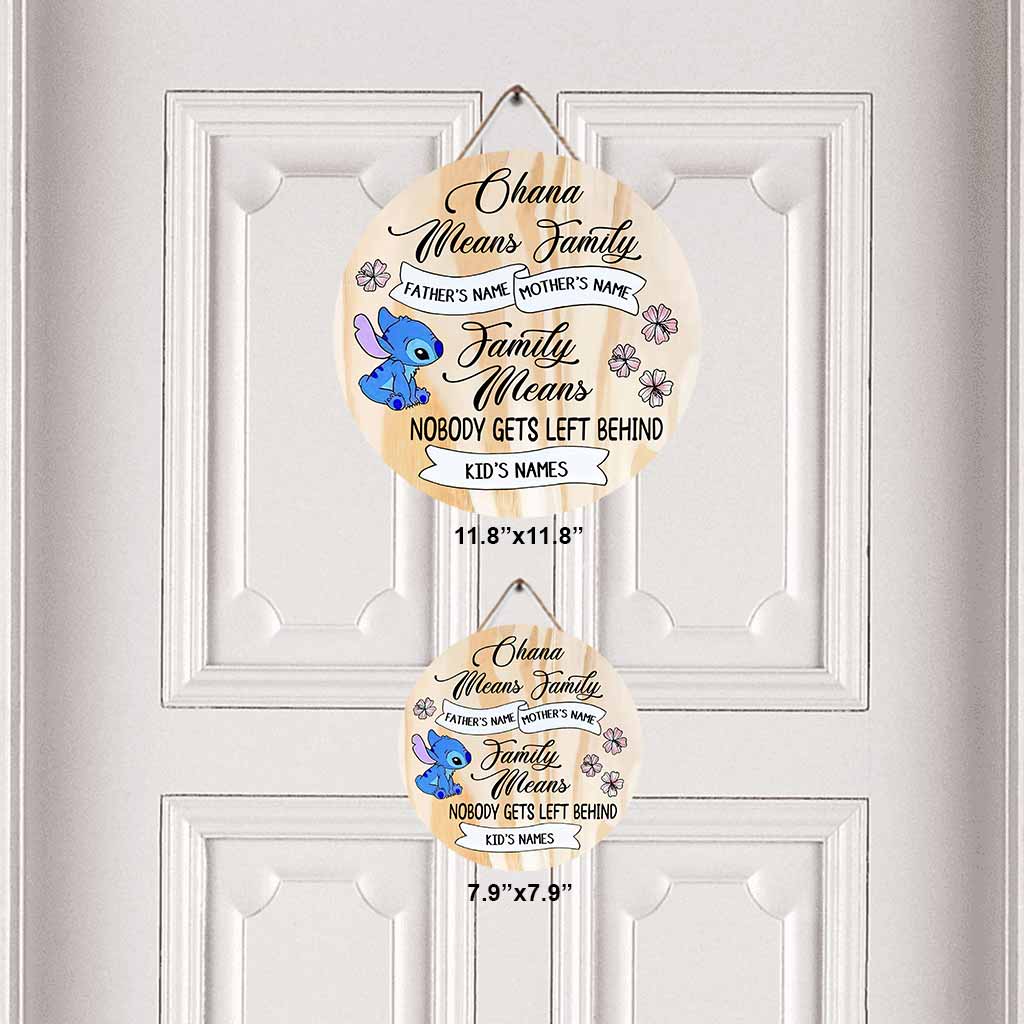 Personalized Round Wood Sign Ohana Means Family Decor Gift