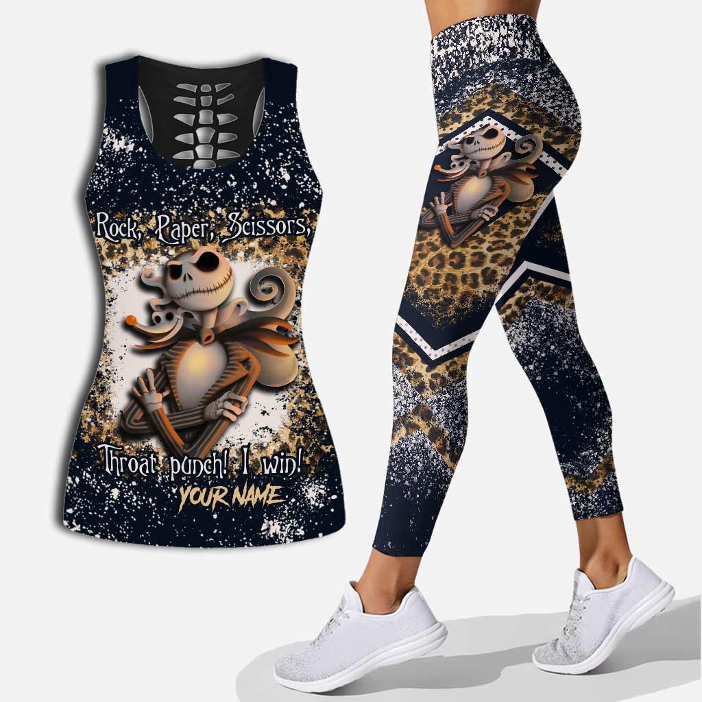 Personalized Rock Paper Scissors Hollow Tank Top & Leggings Gift