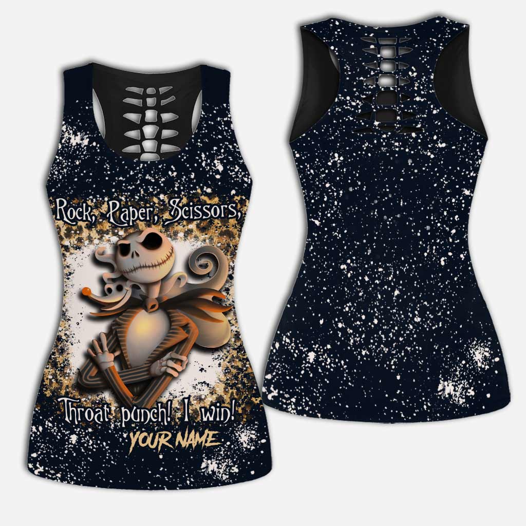 Personalized Rock Paper Scissors Hollow Tank Top & Leggings Gift