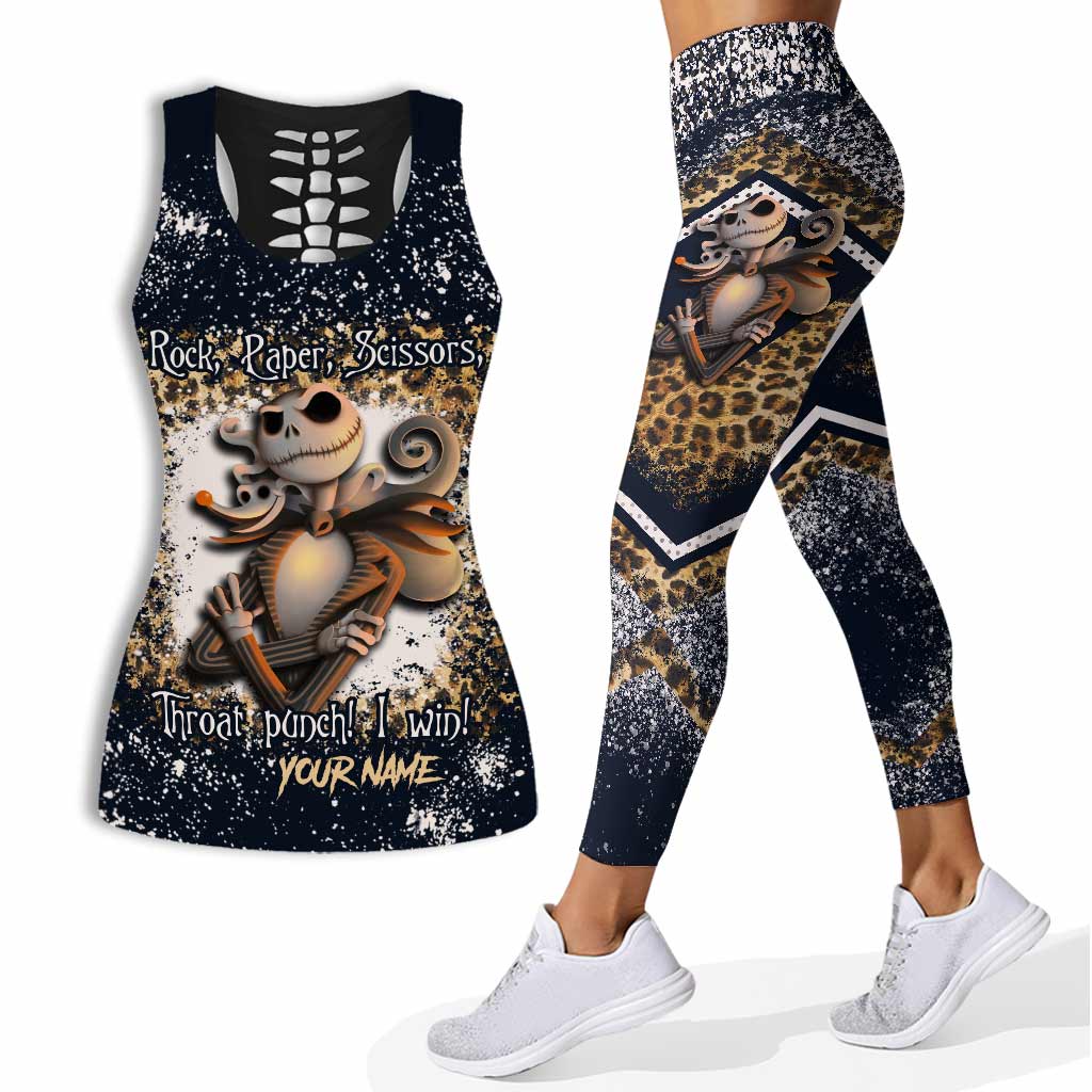 Personalized Rock Paper Scissors Hollow Tank Top & Leggings Gift