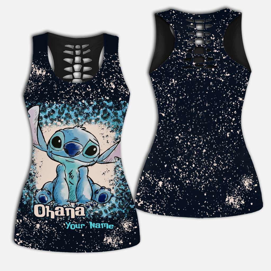 Personalized Ohana Hollow Tank Top & Leggings Set for Women