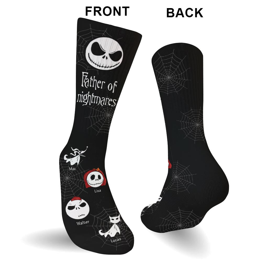 Personalized Father of Nightmares Socks Custom Name Gift for Dad