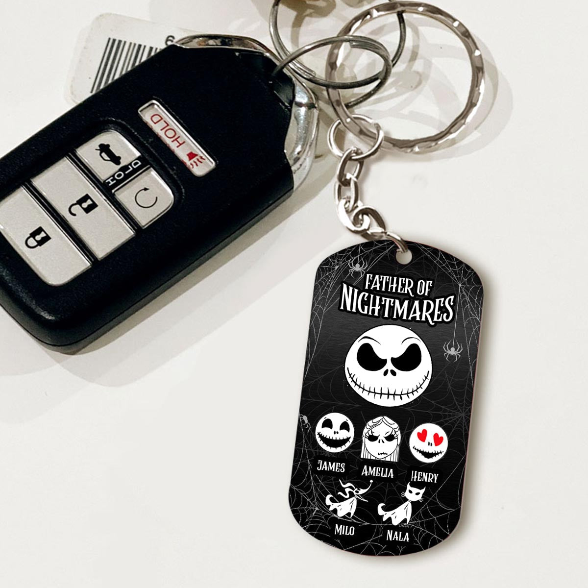 Personalized Father Of Nightmares Stainless Steel Keychain Gift for Dad