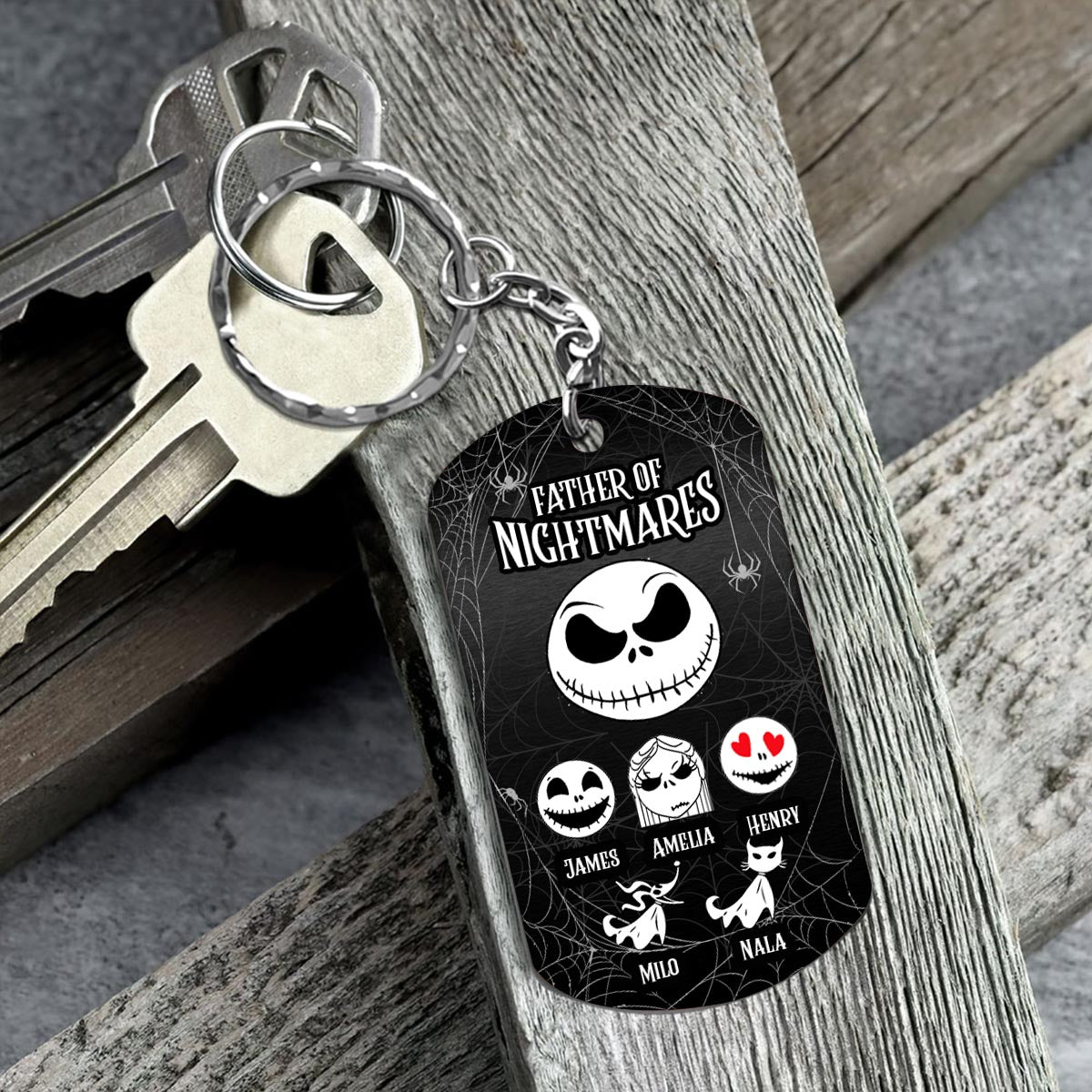 Personalized Father Of Nightmares Stainless Steel Keychain Gift for Dad