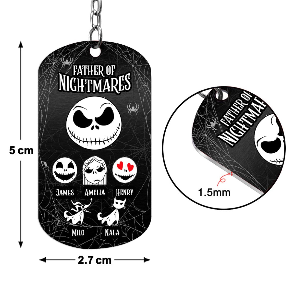 Personalized Father Of Nightmares Stainless Steel Keychain Gift for Dad