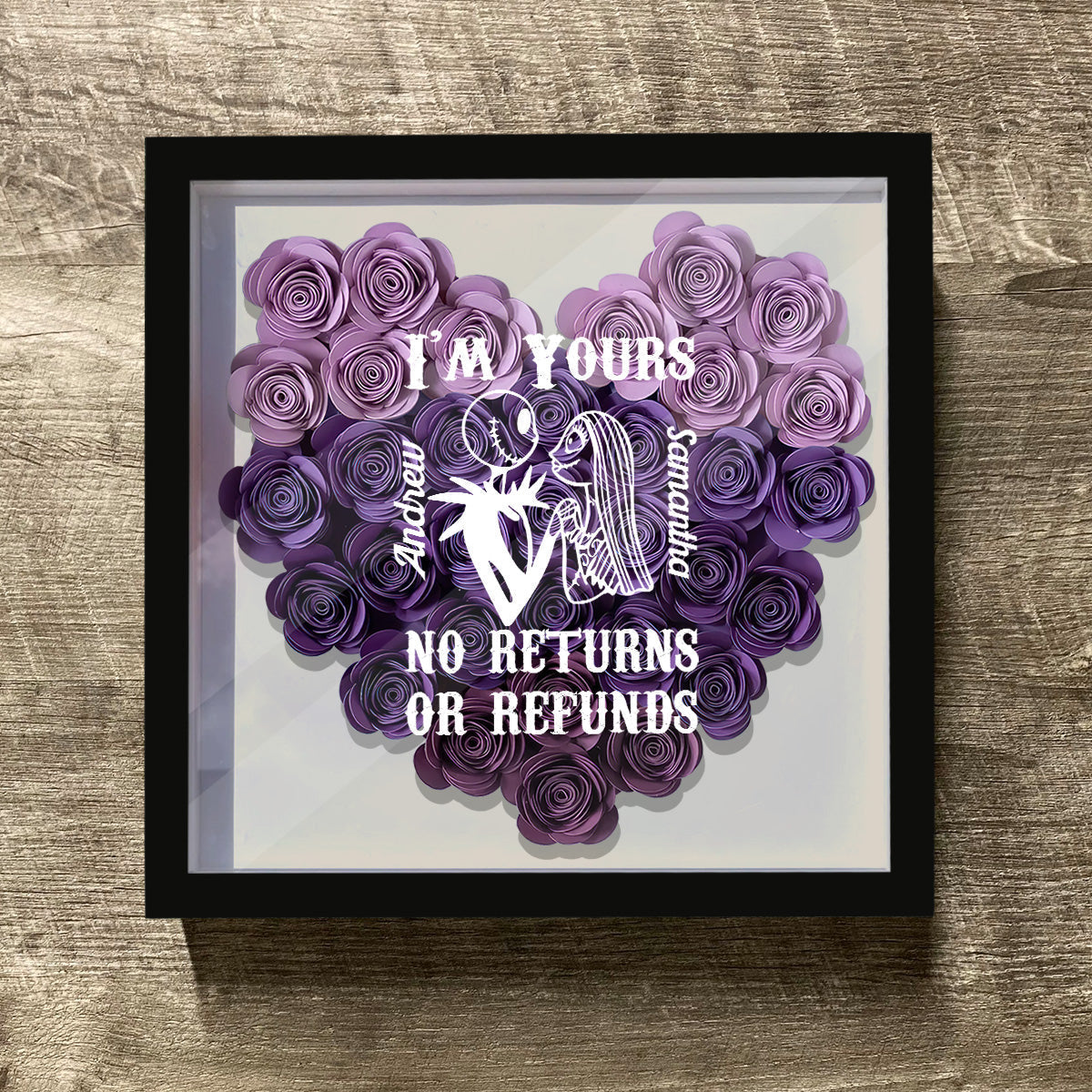 Personalized Heart-Shaped Flower Shadow Box Custom Art Gift