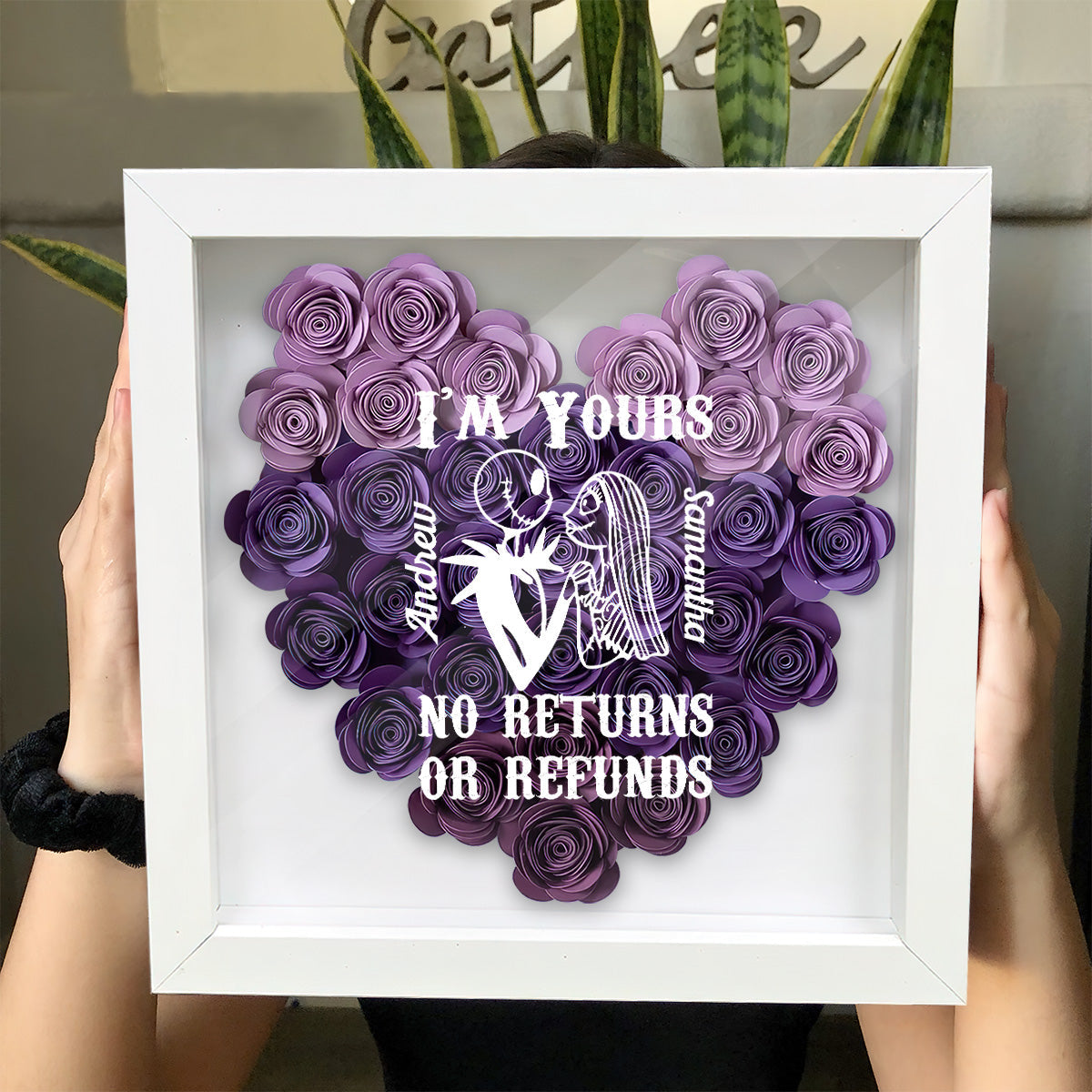 Personalized Heart-Shaped Flower Shadow Box Custom Art Gift