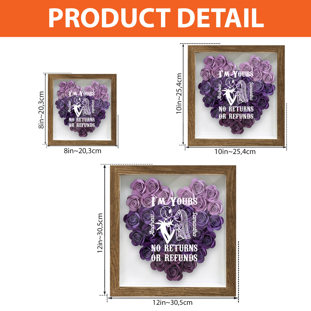 Personalized Heart-Shaped Flower Shadow Box Custom Art Gift