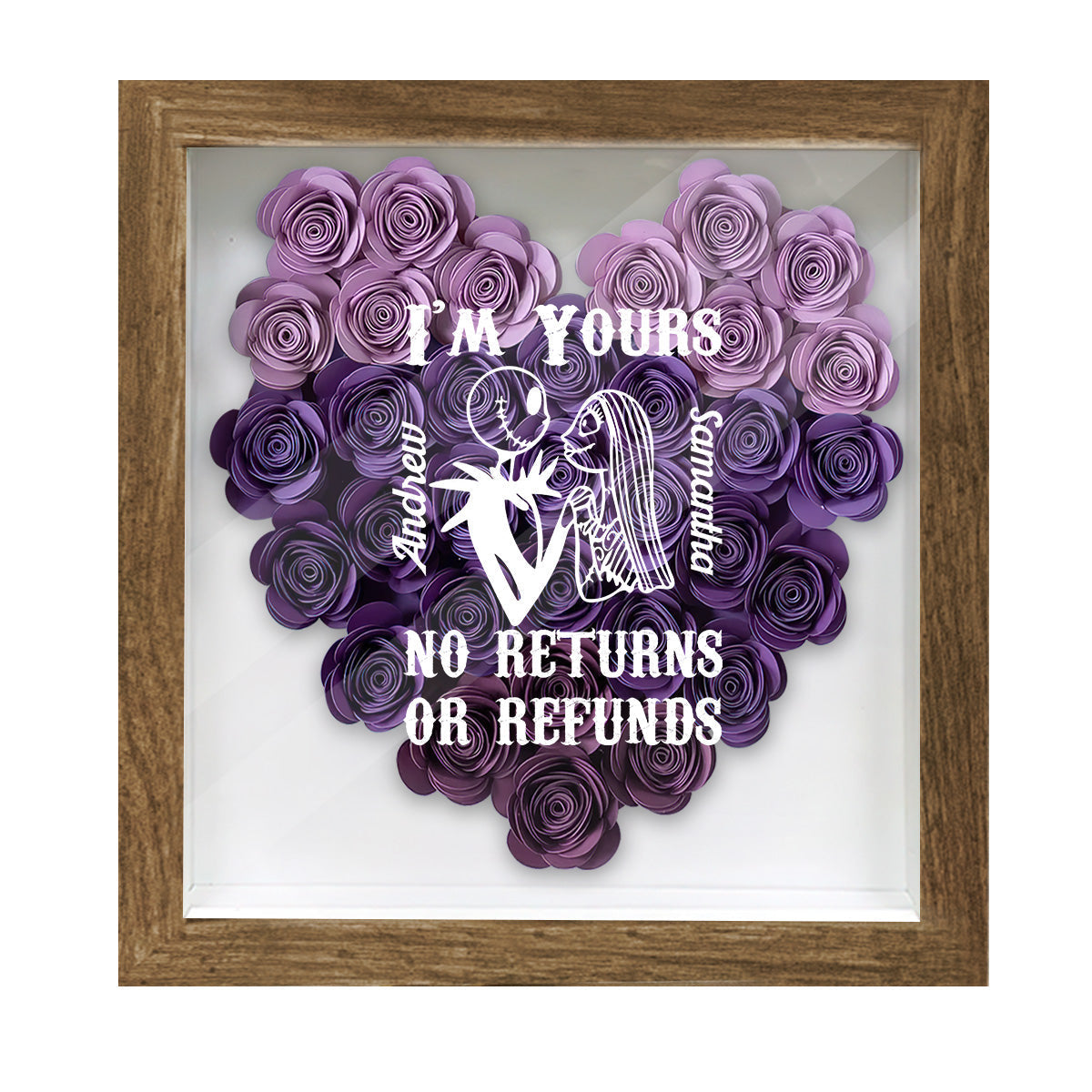 Personalized Heart-Shaped Flower Shadow Box Custom Art Gift