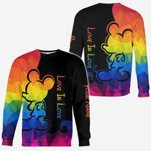 Load image into Gallery viewer, Personalized LGBT Pride T-shirt &amp; Hoodie with Love Is Love Design

