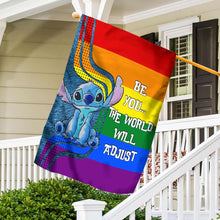 Load image into Gallery viewer, Personalized LGBT Support House Flag with Custom Message for Garden
