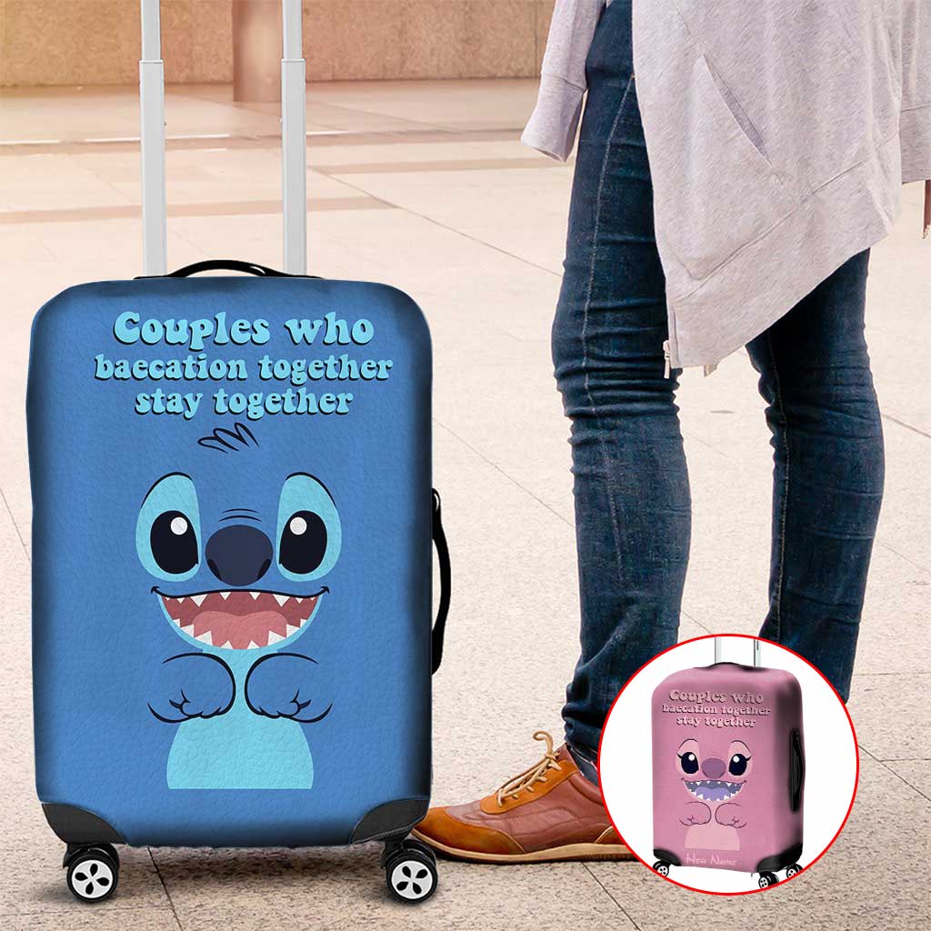 Personalized Luggage Cover for Couples with Leather Print