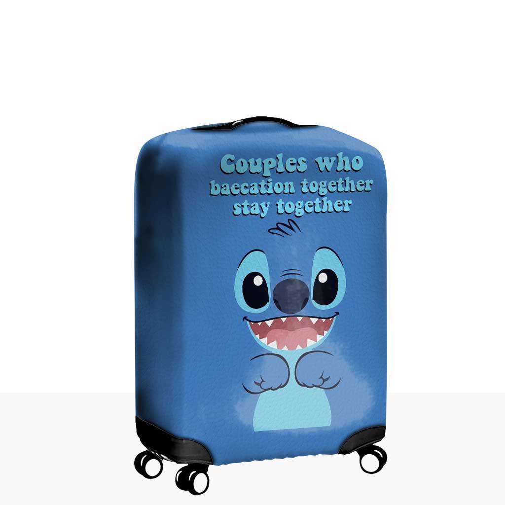 Personalized Luggage Cover for Couples with Leather Print