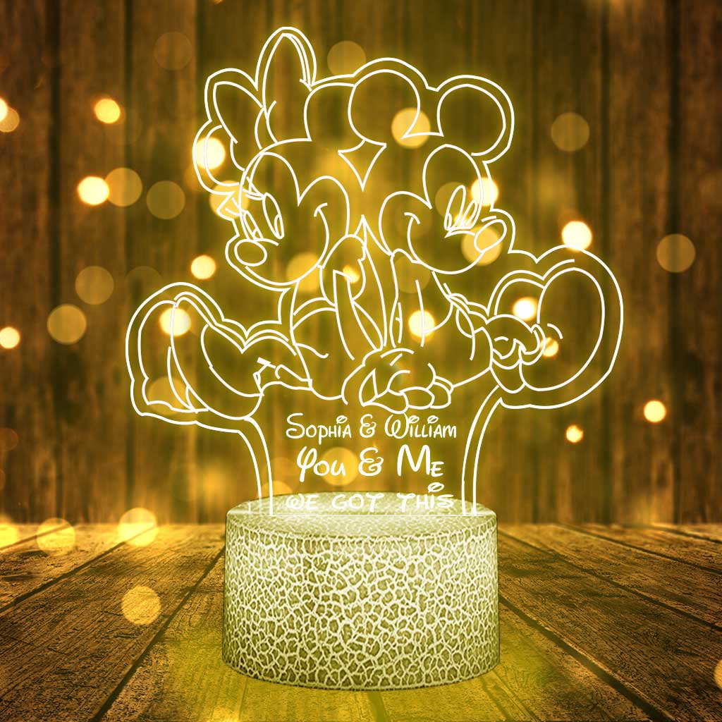 Personalized Mouse Shaped Light Base for Couples Gift | Custom Name Plaque