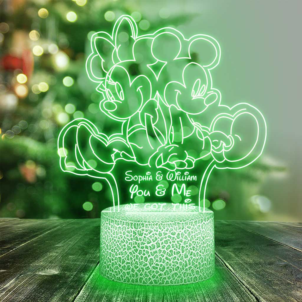 Personalized Mouse Shaped Light Base for Couples Gift | Custom Name Plaque