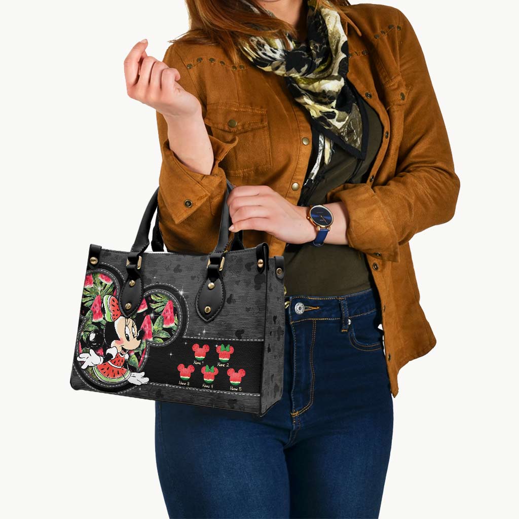 Personalized Grandma Leather Handbag with Watermelon Design Gift for Mom
