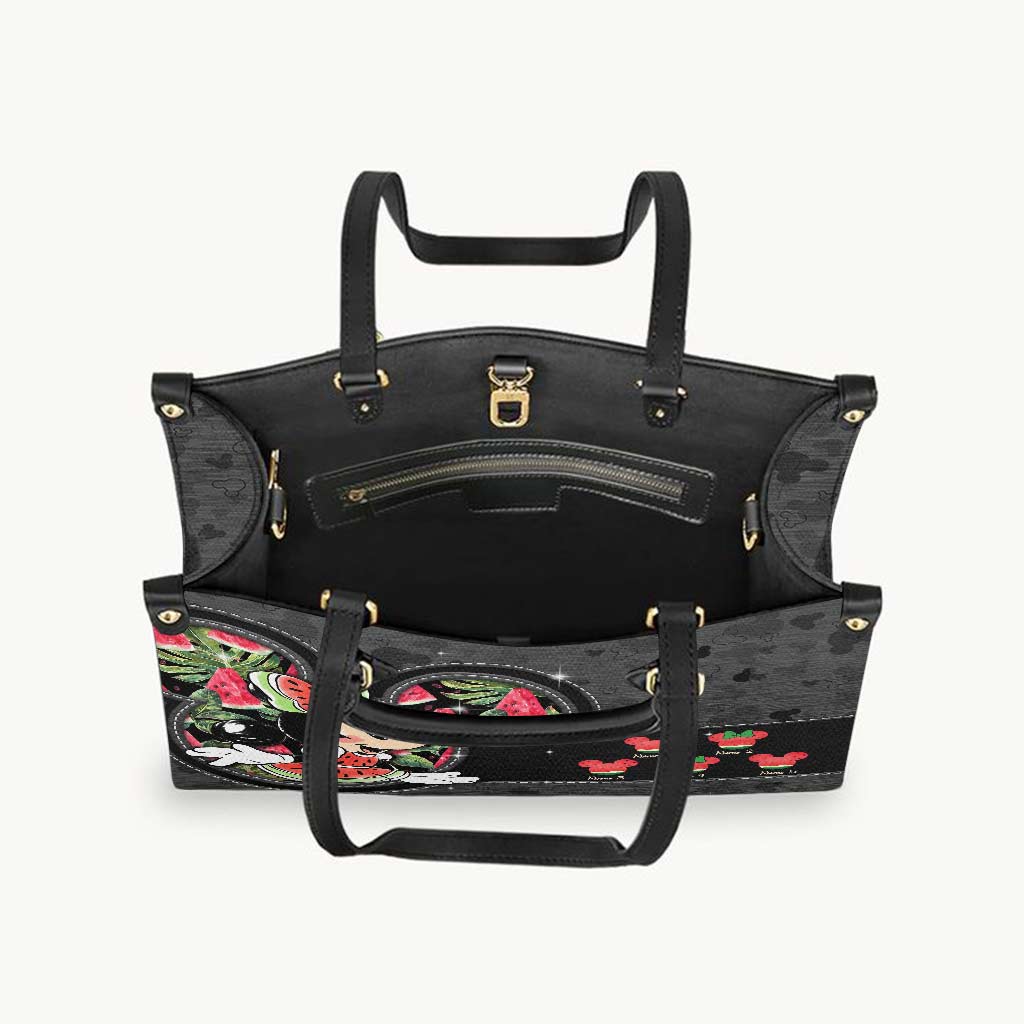 Personalized Grandma Leather Handbag with Watermelon Design Gift for Mom