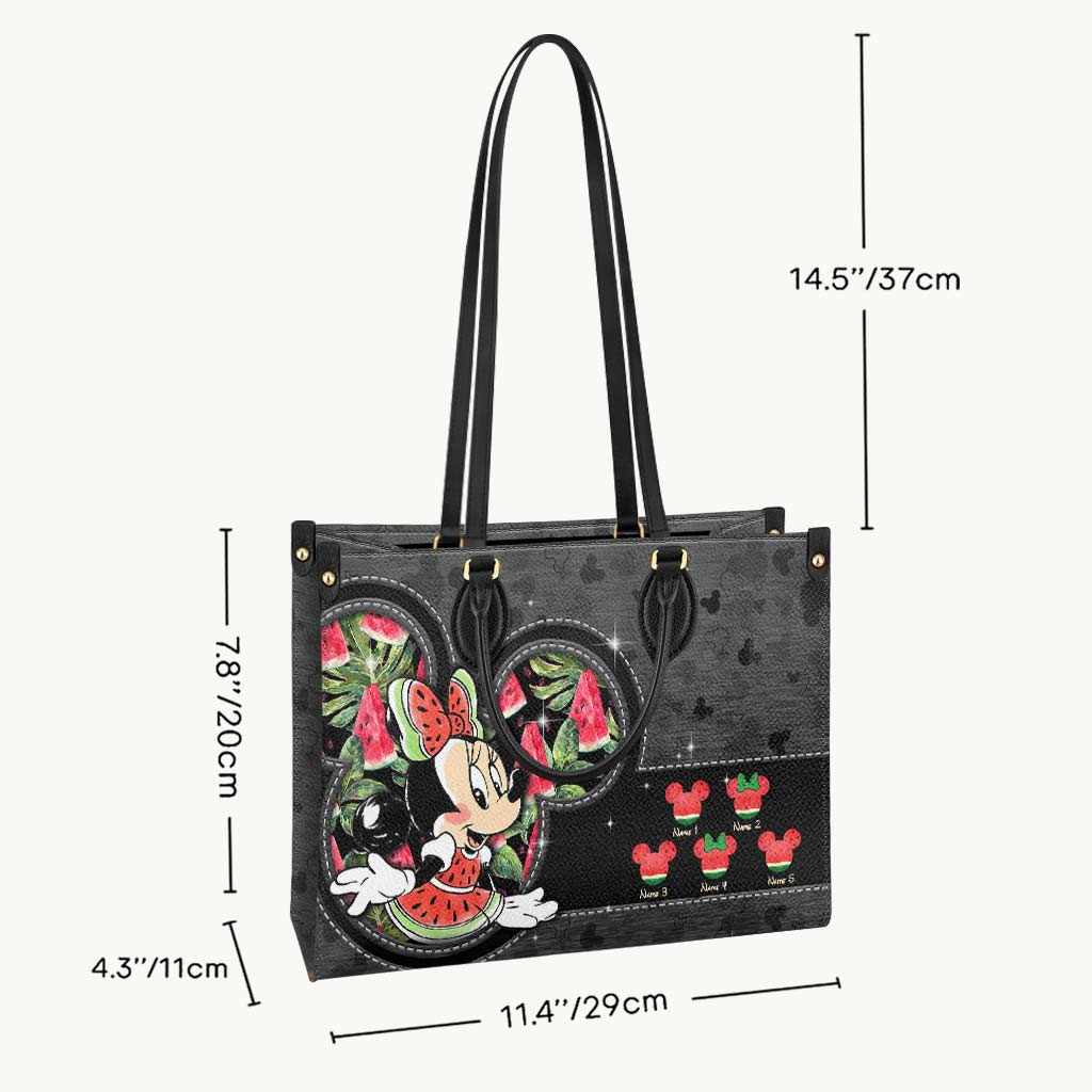 Personalized Grandma Leather Handbag with Watermelon Design Gift for Mom