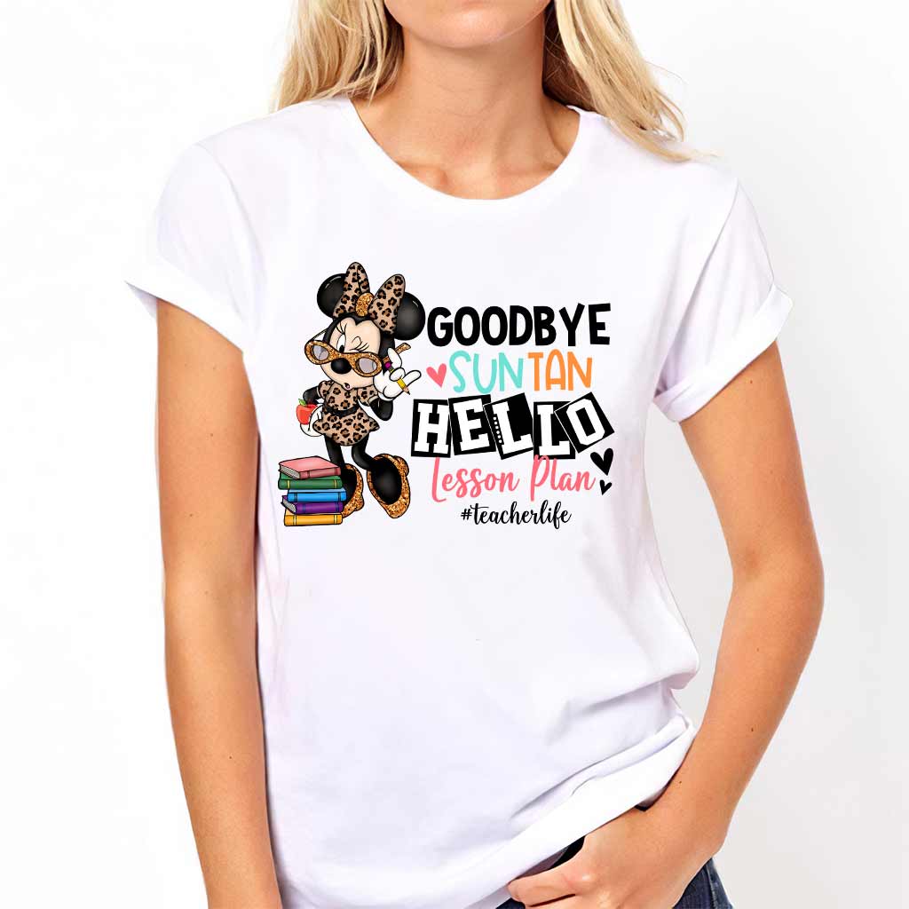 Personalized Teacher T-Shirt and Hoodie Goodbye Suntan Hello Lesson Plan Gift