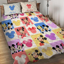 Load image into Gallery viewer, Personalized Mouse Quilt Set Custom Names Couples Gift
