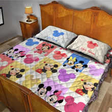 Load image into Gallery viewer, Personalized Mouse Quilt Set Custom Names Couples Gift
