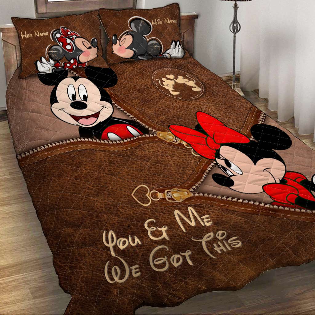 Personalized Couple Mouse Quilt Set with Your Names - Unique Anniversary Gift