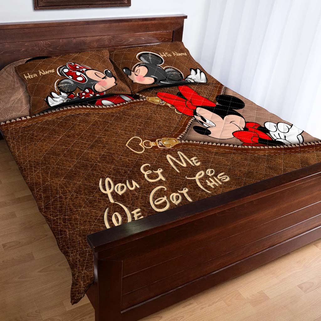 Personalized Couple Mouse Quilt Set with Your Names - Unique Anniversary Gift