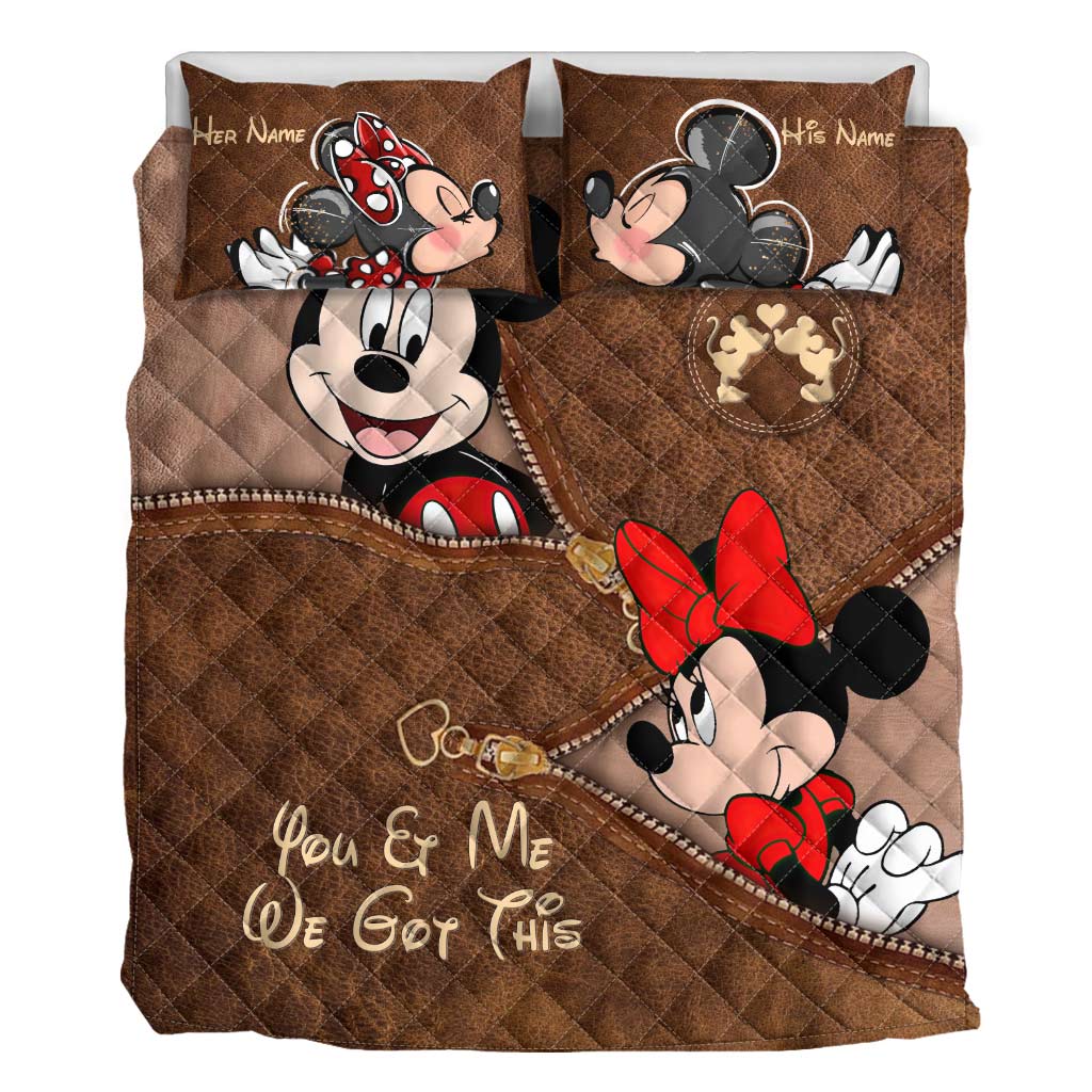 Personalized Couple Mouse Quilt Set with Your Names - Unique Anniversary Gift