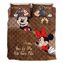 Load image into Gallery viewer, Personalized Couple Mouse Quilt Set with Your Names - Unique Anniversary Gift
