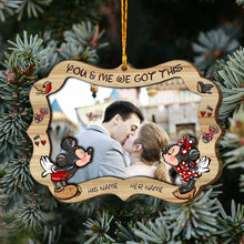 Load image into Gallery viewer, Personalized Layered Wood Christmas Ornament with Photo Frame for Couples
