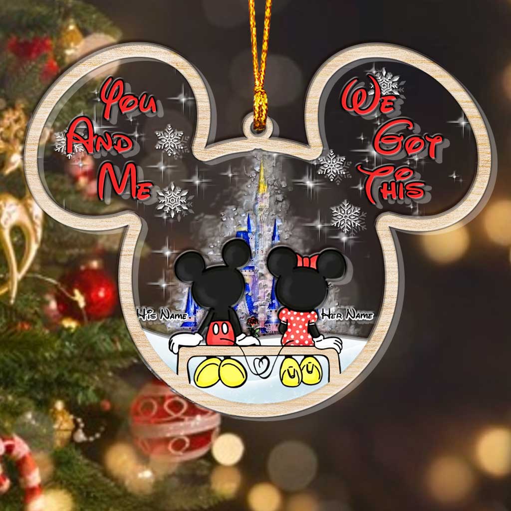 Personalized Christmas Mouse Layers Mix Ornament Custom Names Gift for Couples