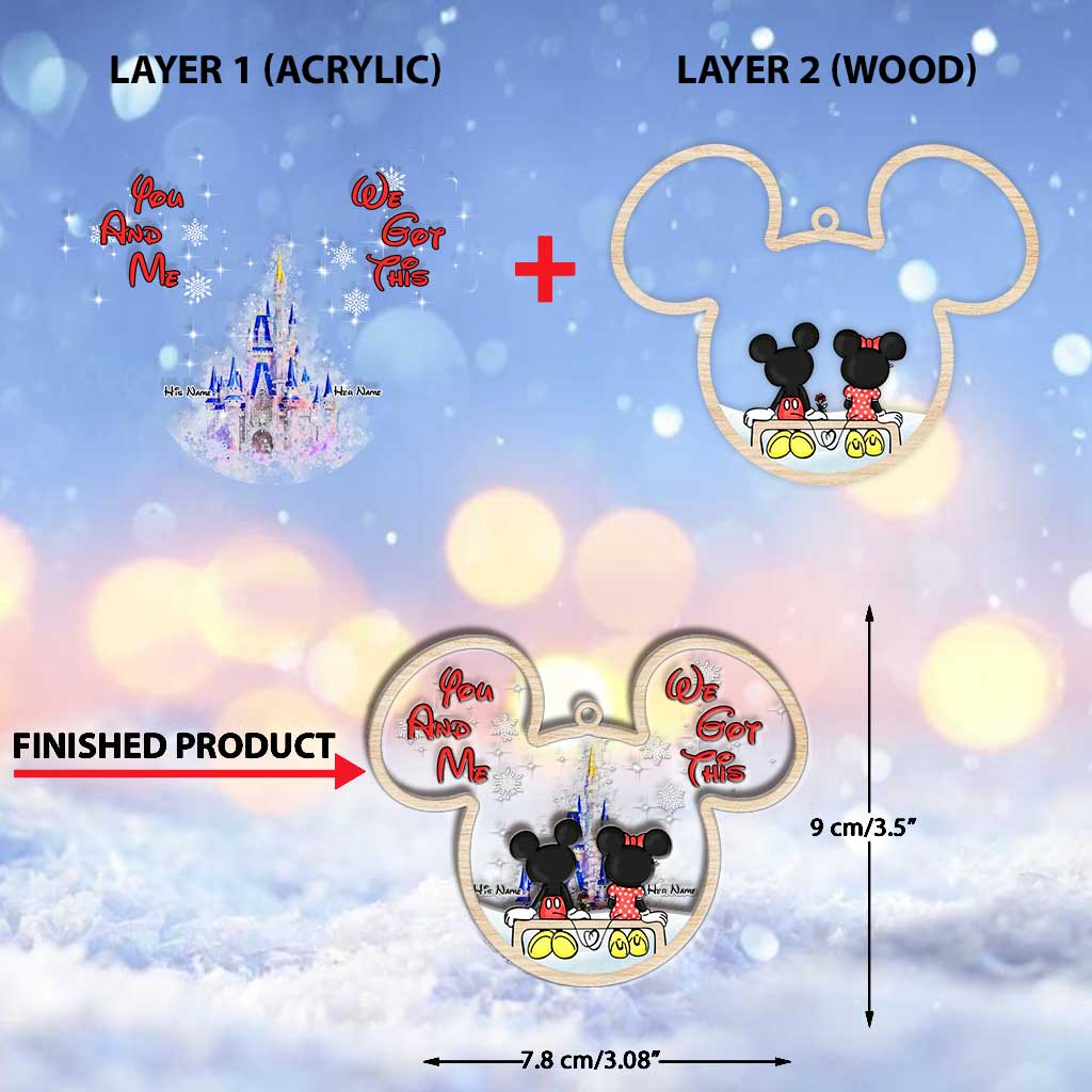 Personalized Christmas Mouse Layers Mix Ornament Custom Names Gift for Couples