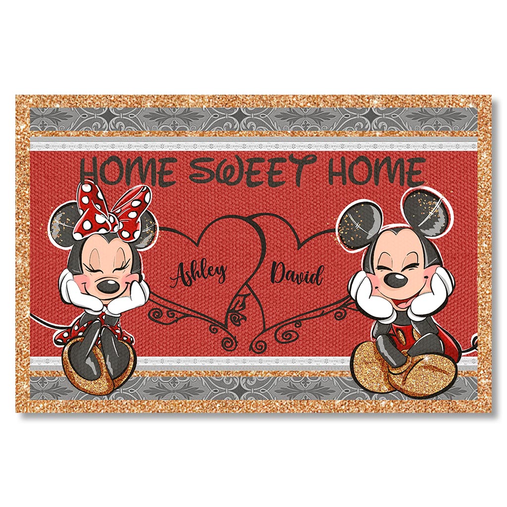 Personalized Mouse Doormat with Names Cute Home Decor Gift