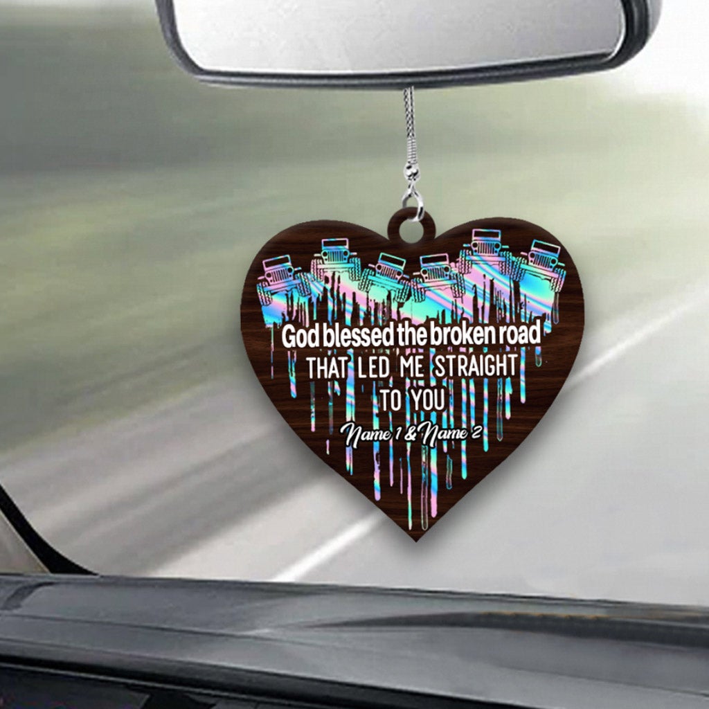 Personalized Heart Couple Car Ornament Custom Names Gift