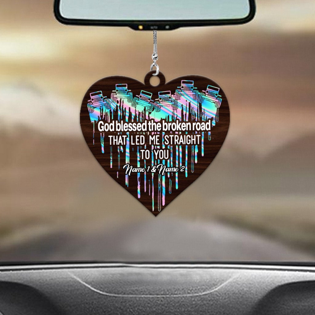 Personalized Heart Couple Car Ornament Custom Names Gift