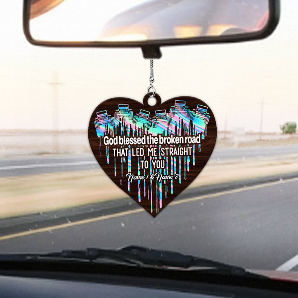 Personalized Heart Couple Car Ornament Custom Names Gift