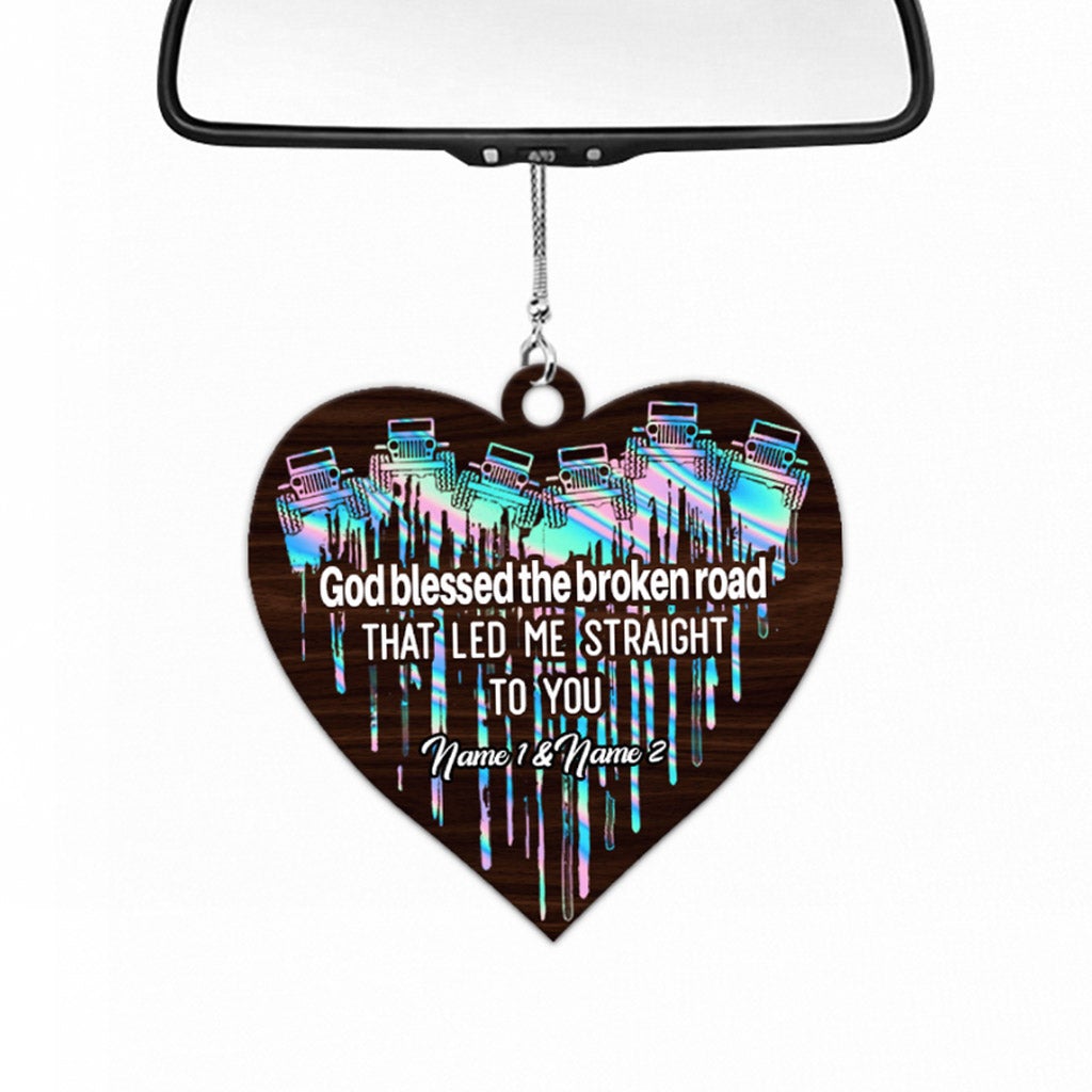 Personalized Heart Couple Car Ornament Custom Names Gift