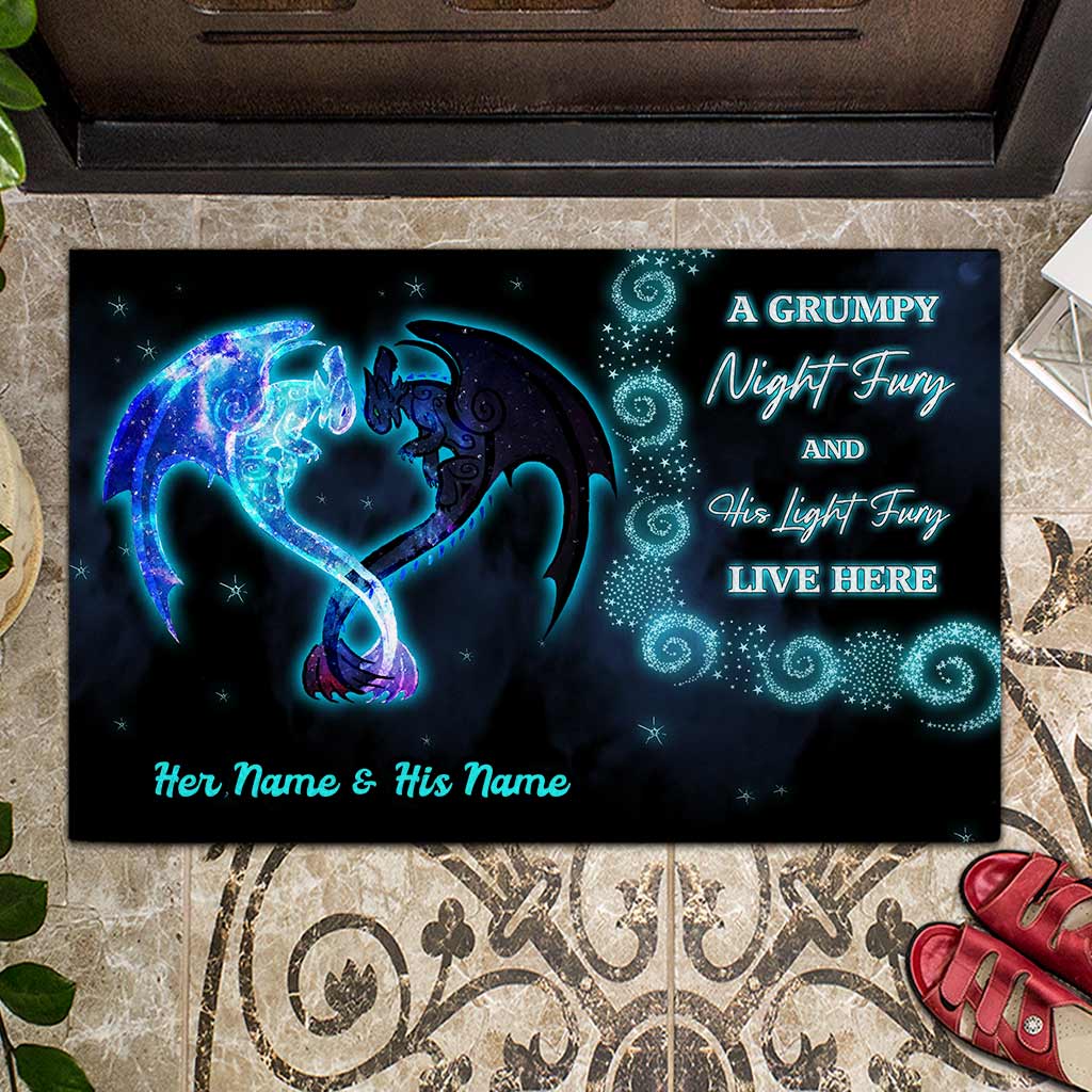 Personalized Dragon Doormat Custom Name Gift for Couples