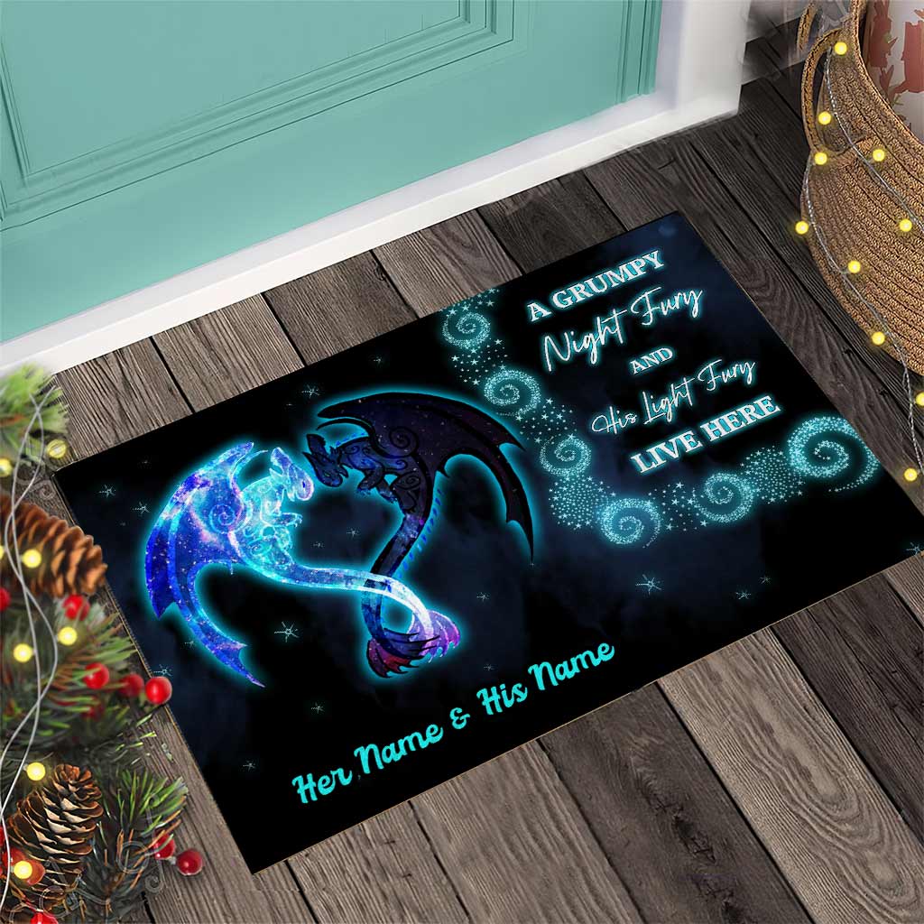 Personalized Dragon Doormat Custom Name Gift for Couples