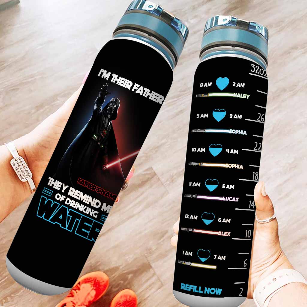 Personalized Water Tracker Bottle Gift for Dad with Time Markers