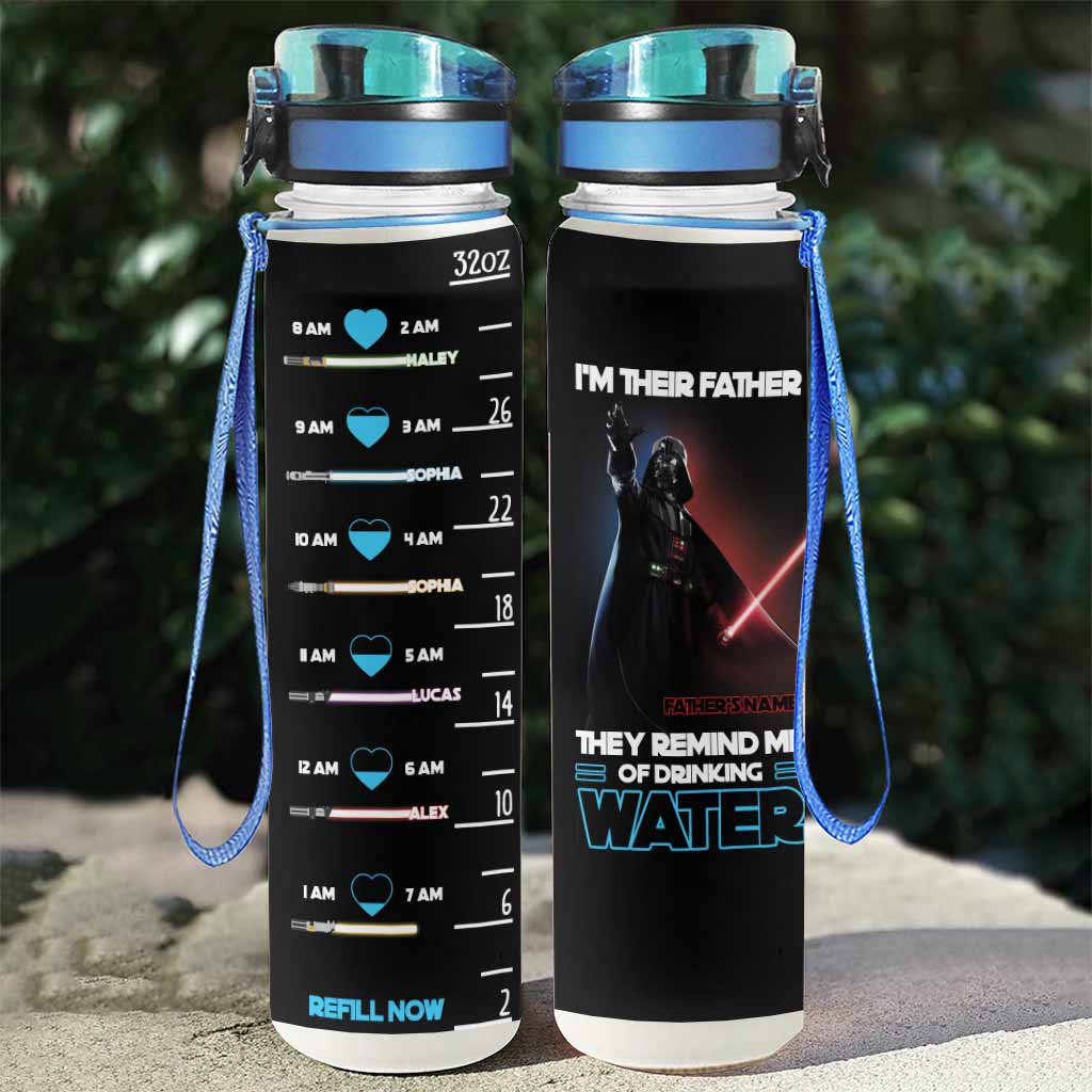 Personalized Water Tracker Bottle Gift for Dad with Time Markers