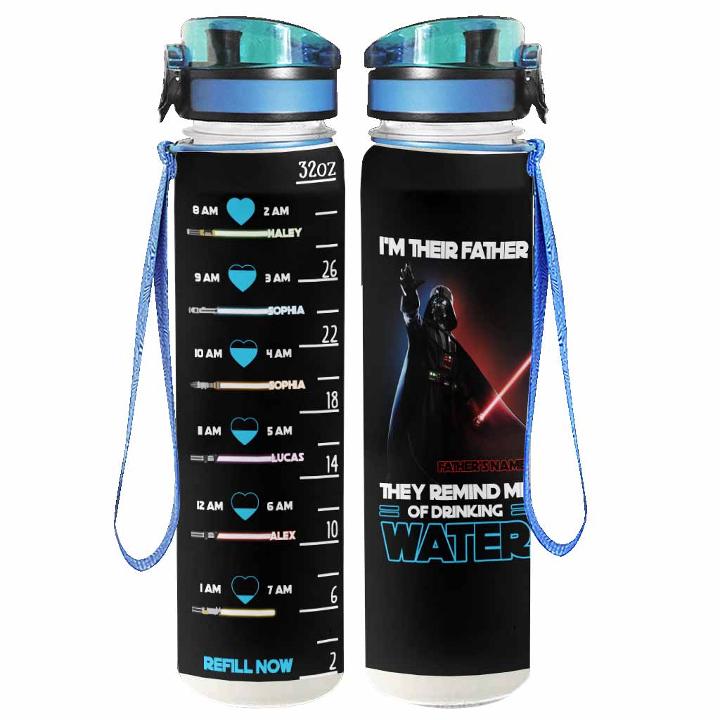 Personalized Water Tracker Bottle Gift for Dad with Time Markers