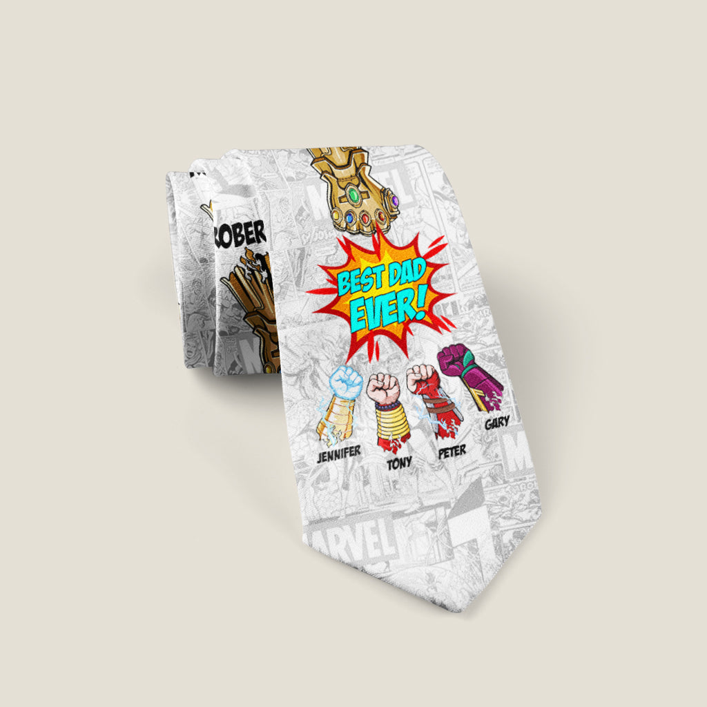 Personalized Comic Style Necktie Best Dad Ever Gift Idea