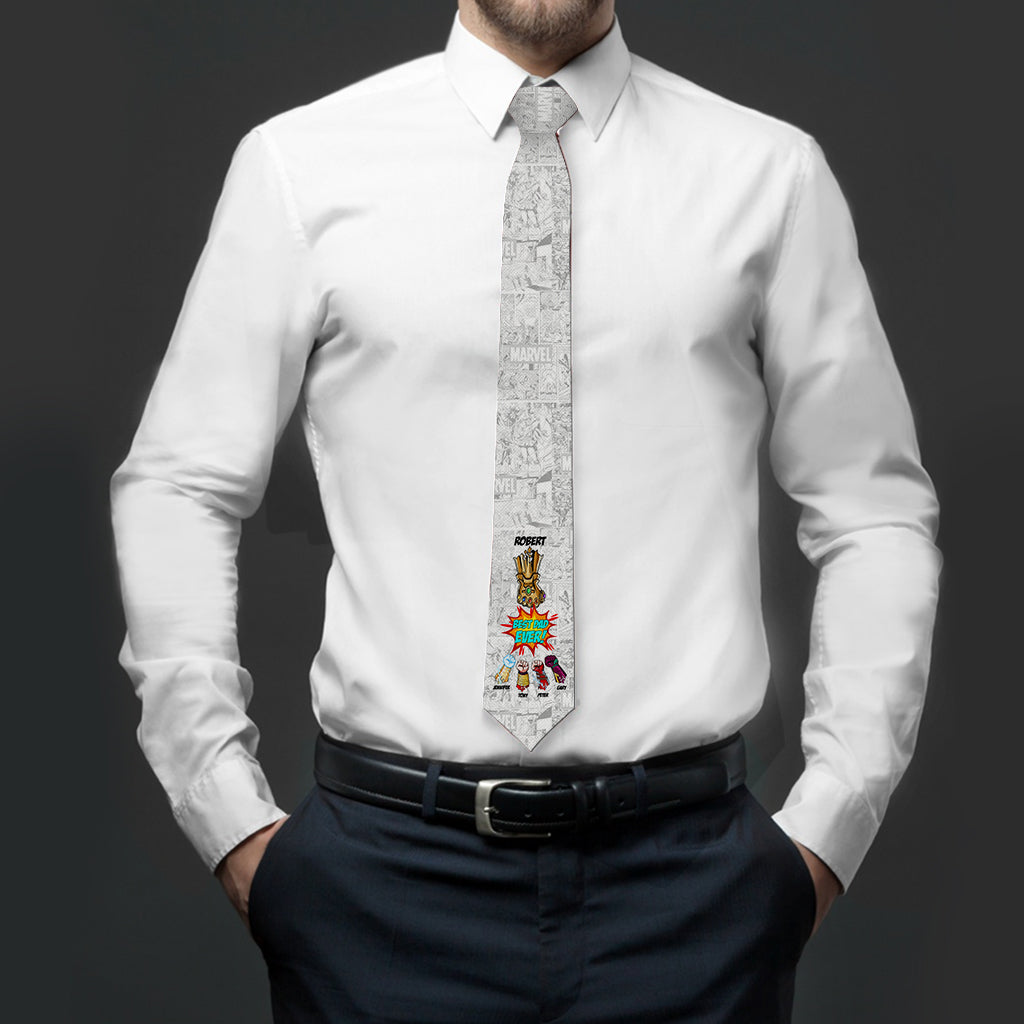 Personalized Comic Style Necktie Best Dad Ever Gift Idea