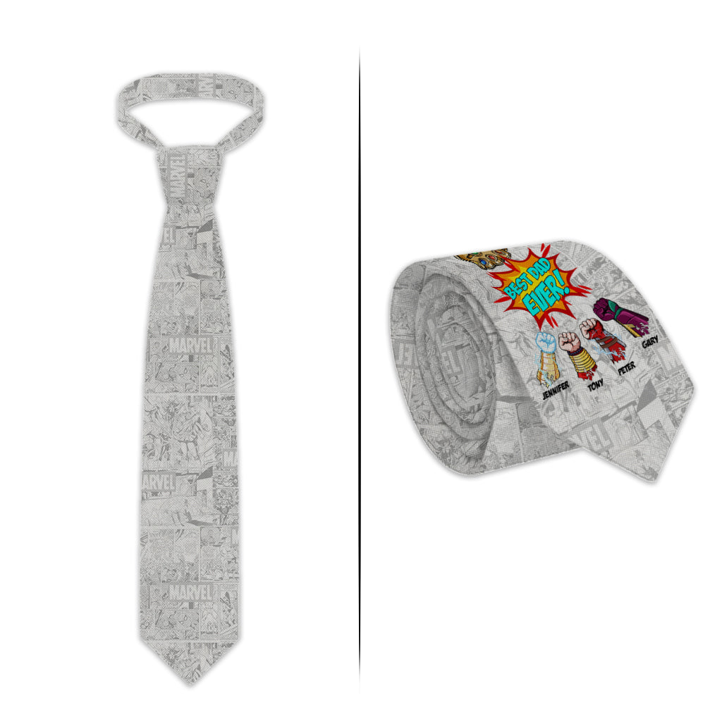 Personalized Comic Style Necktie Best Dad Ever Gift Idea