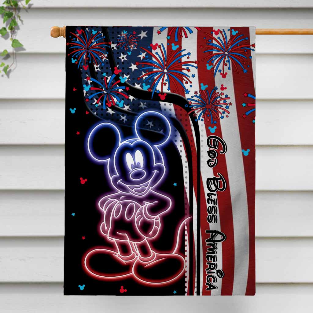Personalized Independence Day Mouse House Flag Gift for Family