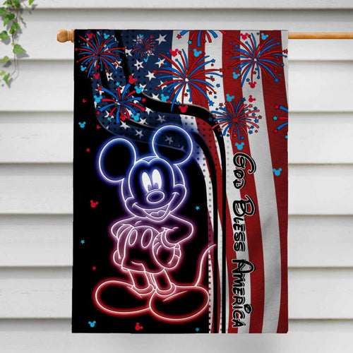 Personalized Independence Day Mouse House Flag Gift for Family