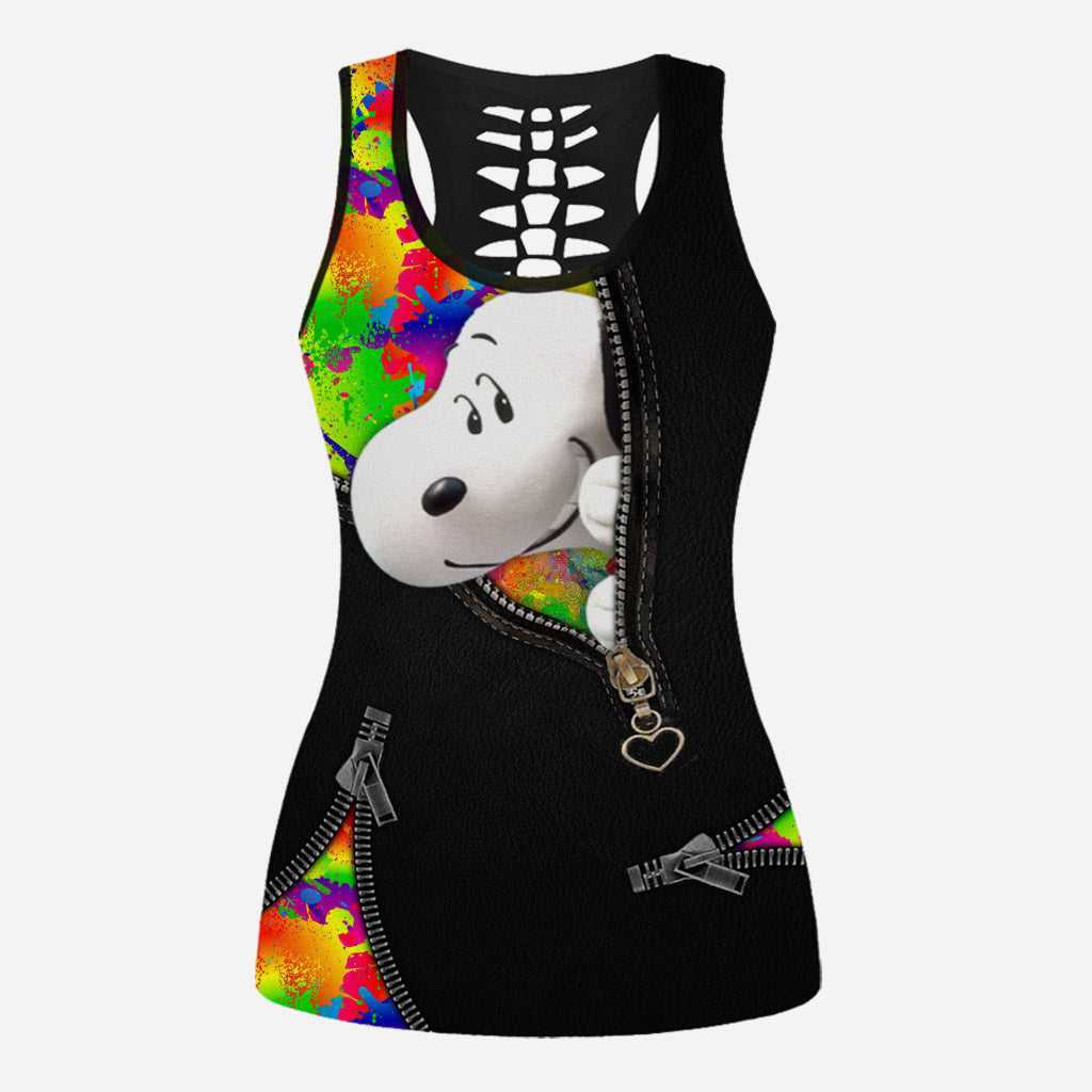 Personalized LGBT Support Hollow Tank Top & Leggings Custom Name Gift