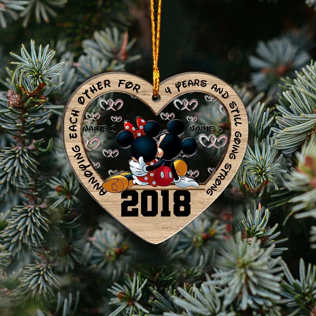 Personalized Christmas Couple Ornament Custom Names Heart Gift
