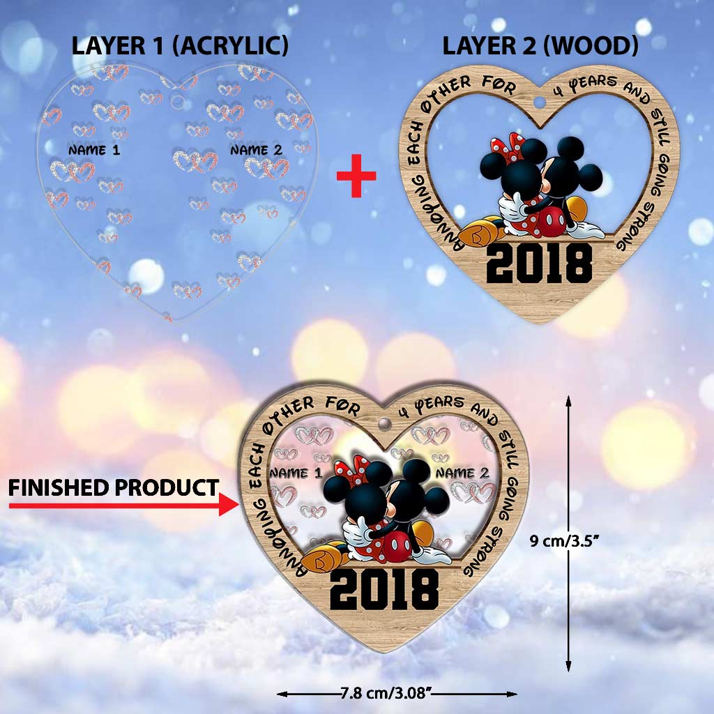 Personalized Christmas Couple Ornament Custom Names Heart Gift